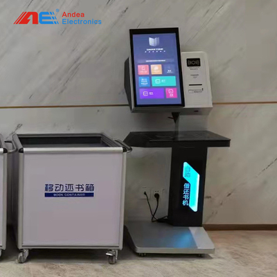 Kart Tarayıcı ile Özel 23,6 İnç Otomatik UHF Akıllı Self Servis RFID Kütüphane Kitap Ödünç Alma ve İade Terminali